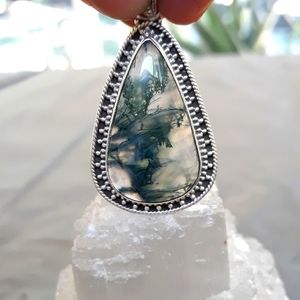 Gorgeous Green Moss Agate .925 Silver Pendant